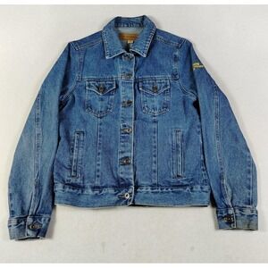 Denim Trucker Jacket Womens Medium Blue‎ Button Front Workwear Port Authority